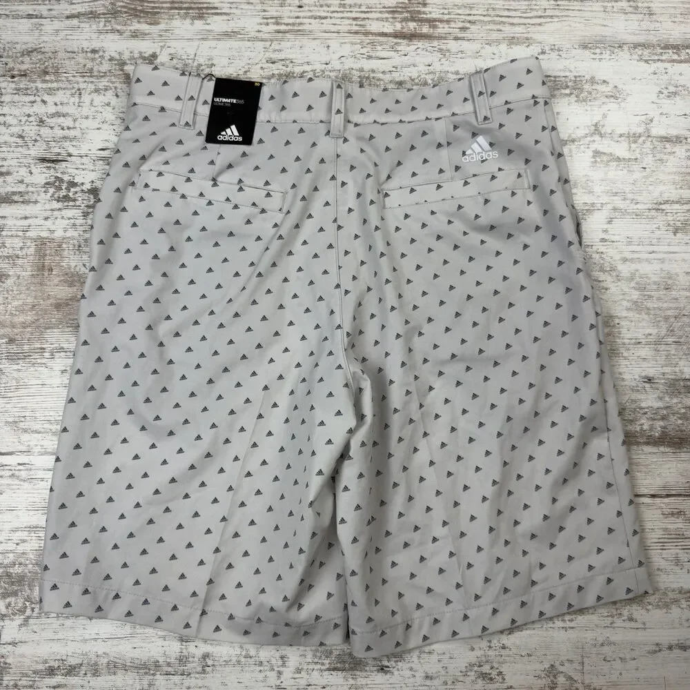 Adidas Ultimate 365 Golf Shorts Mens 32x8” Adi Print Gray Stretch Woven New